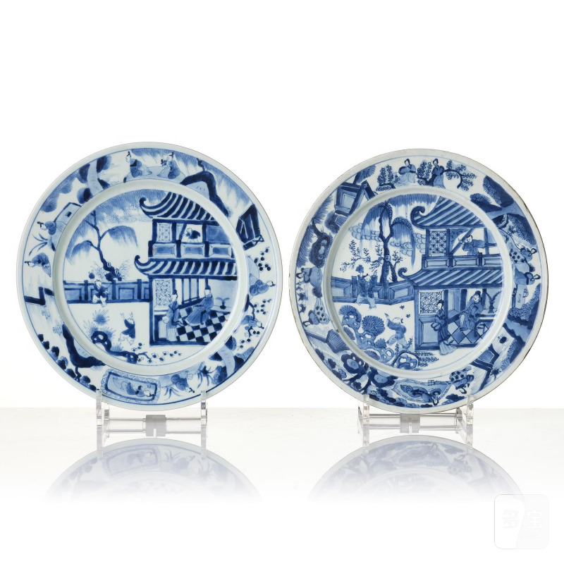 A set of six blue and white dishes, - 图4